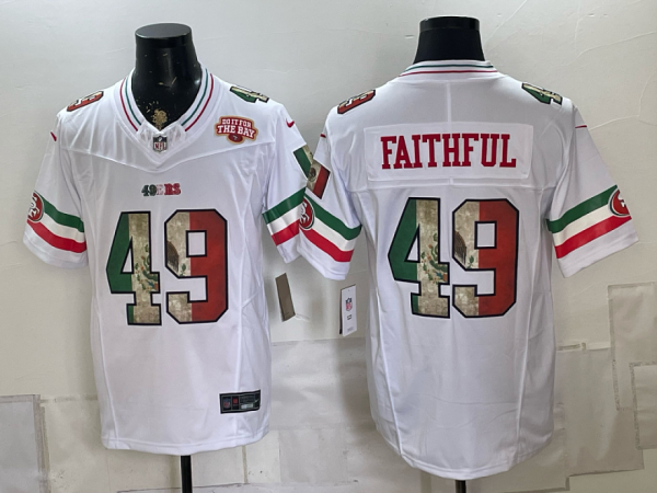 yp252080265-014 49ers #49 Faithful White Rivalry Patch Men’s Stitched NFL Elite Jersey KKB014 – 2026–27