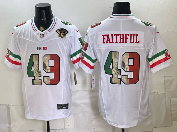 49ers #49 Faithful White Rivalry Patch Men’s Stitched NFL Elite Jersey KKB016 – 2026–27