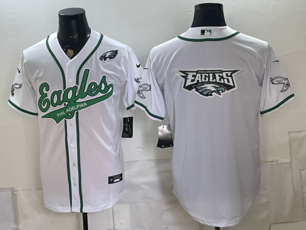 Eagles White Button-Up New Cool Base Stitched MLB Jersey KKB033 – 2026–27
