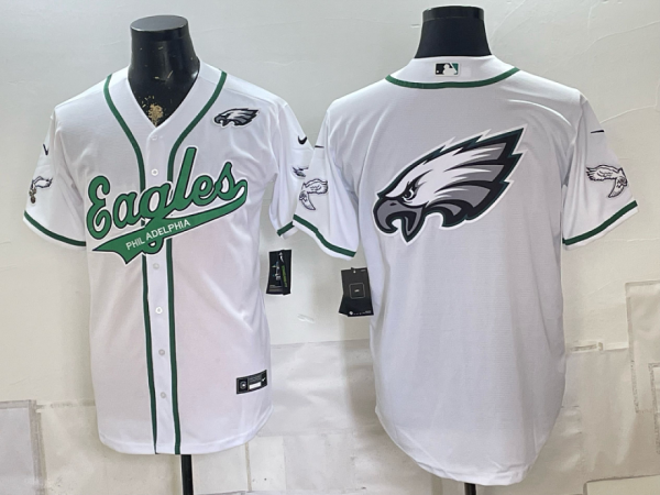 Eagles White Button-Up New Cool Base Stitched MLB Jersey KKB036 – 2026–27