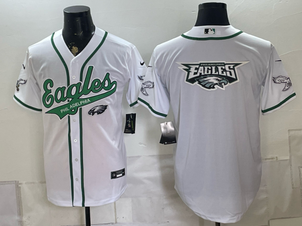 Eagles White Button-Up New Cool Base Stitched MLB Jersey KKB038 – 2026–27