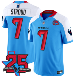 Texans #7 C.J. Stroud Light Blue 25th Anniversary Football Jersey Men’s Stitched NFL Elite Jersey KKB001 – 2026–27