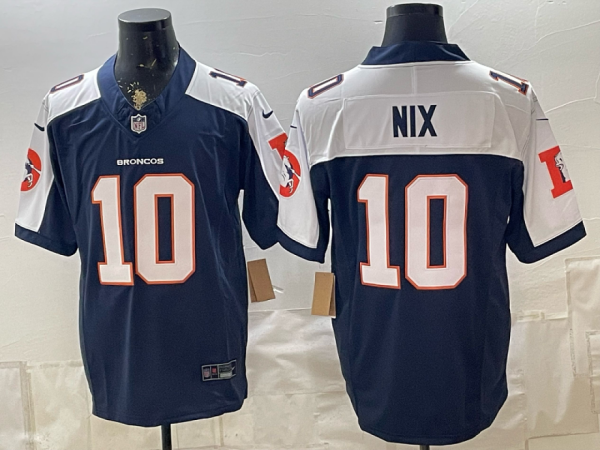 Broncos #10 Bo Nix Navy Blue Thanksgiving Patch Football Jersey Men’s Stitched NFL Elite Jersey KKB003 – 2026–27
