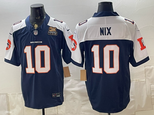 Broncos #10 Bo Nix Navy Blue Thanksgiving Patch Football Jersey Men’s Stitched NFL Elite Jersey KKB004 – 2026–27