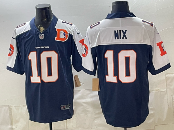 Broncos #10 Bo Nix Navy Blue Thanksgiving Patch Football Jersey Men’s Stitched NFL Elite Jersey KKB005 – 2026–27