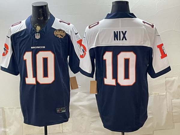 Broncos #10 Bo Nix Navy Blue Thanksgiving Patch Football Jersey Men’s Stitched NFL Elite Jersey KKB006 – 2026–27