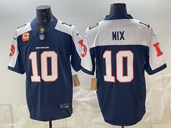 Broncos #10 Bo Nix Navy Blue Thanksgiving Patch Football Jersey Men’s Stitched NFL Elite Jersey KKB007 – 2026–27