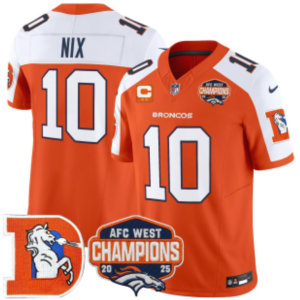 Broncos #10 Bo Nix Orange Thanksgiving Patch Football Jersey Men’s Stitched NFL Elite Jersey KKB008 – 2026–27