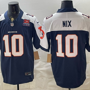 Broncos #10 Bo Nix Navy Blue Thanksgiving Patch Football Jersey Men’s Stitched NFL Elite Jersey KKB010 – 2026–27