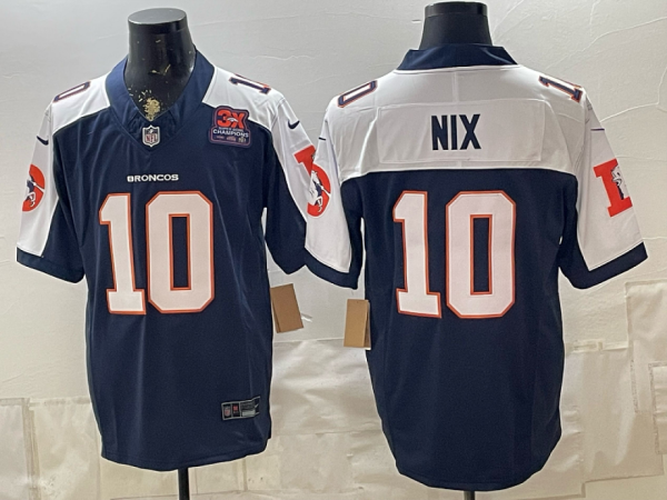 Broncos #10 Bo Nix Navy Blue Thanksgiving Patch Football Jersey Men’s Stitched NFL Elite Jersey KKB010 – 2026–27