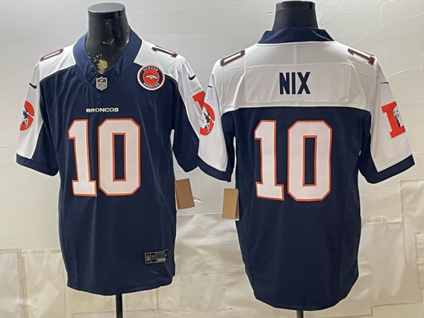 Broncos #10 Bo Nix Navy Blue Thanksgiving Patch Football Jersey Men’s Stitched NFL Elite Jersey KKB011 – 2026–27