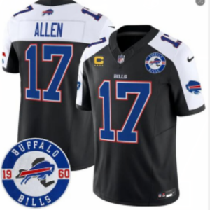 Bills #17 Josh Allen Black Commemorative Patch Football Jersey Men’s Stitched NFL Elite Jersey KKB013 – 2026–27