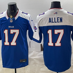Bills #17 Josh Allen Royal Blue Commemorative Patch Football Jersey Men’s Stitched NFL Elite Jersey KKB014 – 2026–27