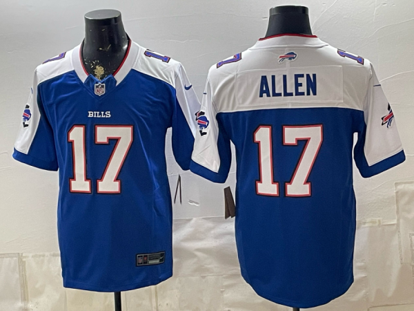 Bills #17 Josh Allen Royal Blue Commemorative Patch Football Jersey Men’s Stitched NFL Elite Jersey KKB014 – 2026–27
