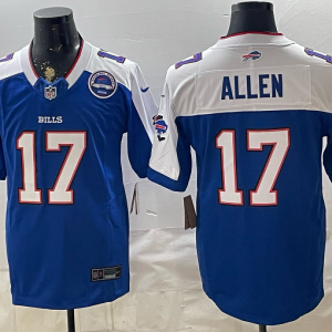 Bills #17 Josh Allen Royal Blue Commemorative Patch Football Jersey Men’s Stitched NFL Elite Jersey KKB015 – 2026–27