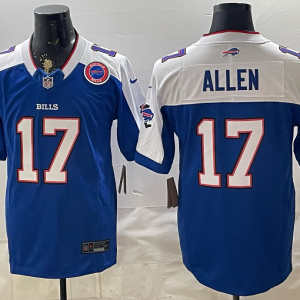 Bills #17 Josh Allen Royal Blue Commemorative Patch Football Jersey Men’s Stitched NFL Elite Jersey KKB016 – 2026–27