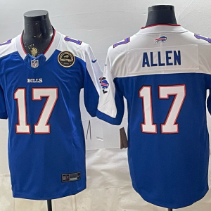 Bills #17 Josh Allen Royal Blue Commemorative Patch Football Jersey Men’s Stitched NFL Elite Jersey KKB019 – 2026–27