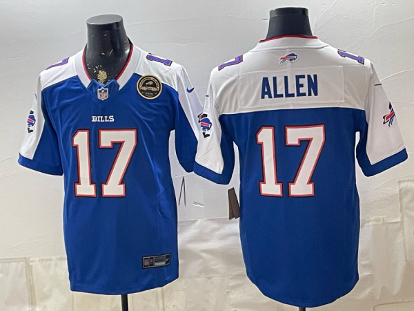 yp252952599-019 Bills #17 Josh Allen Royal Blue Commemorative Patch Football Jersey Men’s Stitched NFL Elite Jersey KKB019 – 2026–27