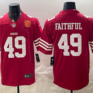 49ers #49 Faithful Red Anniversary Patch Football Jersey Men’s Stitched NFL Elite Jersey KKB038 – 2026–27