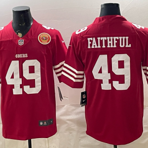 49ers #49 Faithful Red Anniversary Patch Football Jersey Men’s Stitched NFL Elite Jersey KKB041 – 2026–27