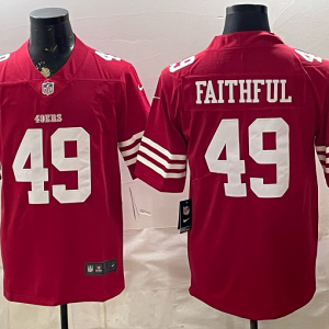 49ers #49 Faithful Red Anniversary Patch Football Jersey Men’s Stitched NFL Elite Jersey KKB042 – 2026–27