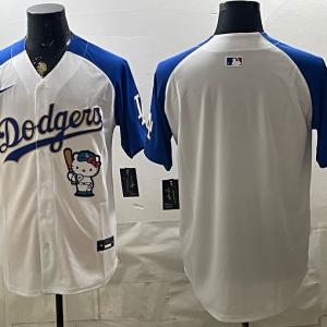 Dodgers White and Royal Blue Hello Kitty Collaboration Baseball Jersey New Cool Base Stitched MLB Jersey KKB053 – 2026–27