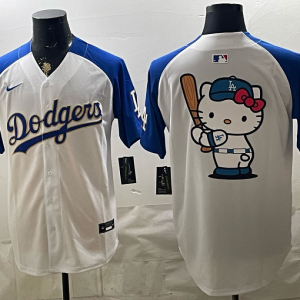 Dodgers White and Royal Blue Hello Kitty Collaboration Baseball Jersey New Cool Base Stitched MLB Jersey KKB054 – 2026–27