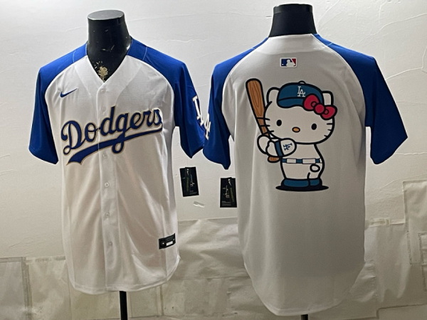 yp252952599-054 Dodgers White and Royal Blue Hello Kitty Collaboration Baseball Jersey New Cool Base Stitched MLB Jersey KKB054 – 2026–27
