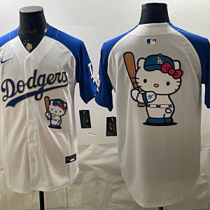 Dodgers White and Royal Blue Hello Kitty Collaboration Baseball Jersey New Cool Base Stitched MLB Jersey KKB055 – 2026–27