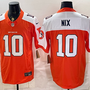 Broncos #10 Bo Nix Orange and White Thanksgiving Throwback Football Jersey Men’s Stitched NFL Elite Jersey KK001 – 2026–27