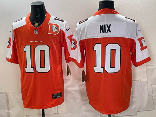 yp253103630-002 Broncos #10 Bo Nix Orange and White Thanksgiving Throwback Football Jersey Men’s Stitched NFL Elite Jersey KK002 – 2026–27