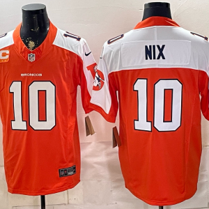 Broncos #10 Bo Nix Orange and White Thanksgiving Throwback Football Jersey Men’s Stitched NFL Elite Jersey KK003 – 2026–27