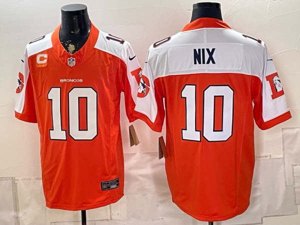 yp253103630-003 Broncos #10 Bo Nix Orange and White Thanksgiving Throwback Football Jersey Men’s Stitched NFL Elite Jersey KK003 – 2026–27