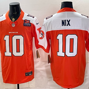 Broncos #10 Bo Nix Orange and White Thanksgiving Throwback Football Jersey Men’s Stitched NFL Elite Jersey KK004 – 2026–27