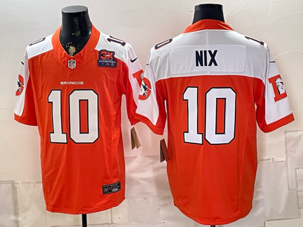 yp253103630-004 Broncos #10 Bo Nix Orange and White Thanksgiving Throwback Football Jersey Men’s Stitched NFL Elite Jersey KK004 – 2026–27