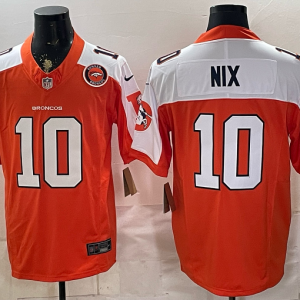 Broncos #10 Bo Nix Orange and White Thanksgiving Throwback Football Jersey Men’s Stitched NFL Elite Jersey KK005 – 2026–27