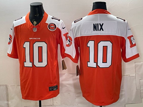 yp253103630-005 Broncos #10 Bo Nix Orange and White Thanksgiving Throwback Football Jersey Men’s Stitched NFL Elite Jersey KK005 – 2026–27