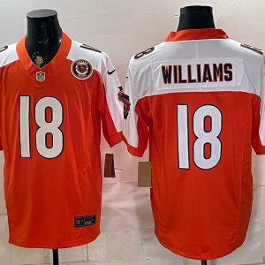 Bears #18 Caleb Williams Orange and White Thanksgiving Patch Football Jersey Men’s Stitched NFL Elite Jersey KK012 – 2026–27