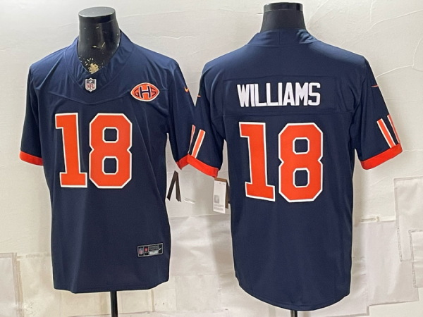 Bears #18 Caleb Williams Navy Blue Throwback Football Jersey Men’s Stitched NFL Elite Jersey KK030 – 2026–27