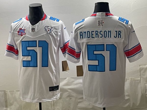 Texans #51 Will Anderson Jr. White Throwback Patch Football Jersey Men’s Stitched NFL Elite Jersey KK002 – 2026–27