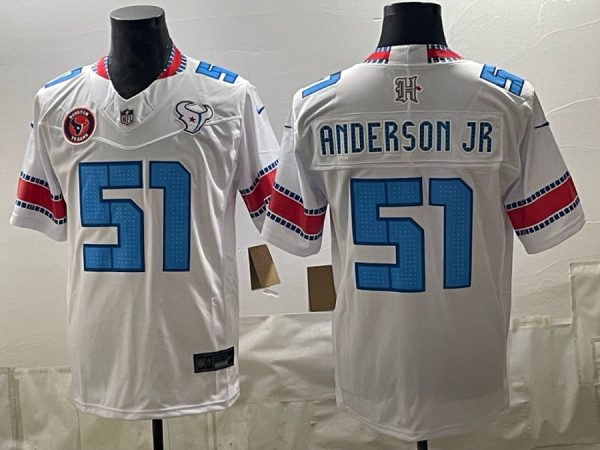 Texans #51 Will Anderson Jr. White Throwback Patch Football Jersey Men’s Stitched NFL Elite Jersey KK003 – 2026–27