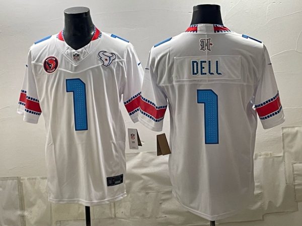 yp253275326-005 Texans #1 Tank Dell White Throwback Patch Football Jersey Men’s Stitched NFL Elite Jersey KK005 – 2026–27