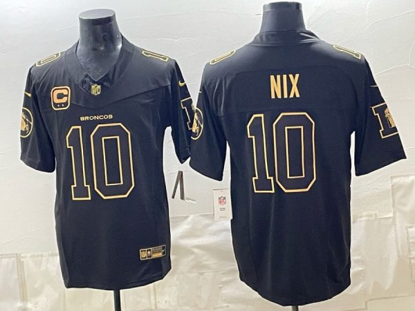 Broncos #10 Bo Nix Navy Blue and Gold Championship Football Jersey Men’s Stitched NFL Elite Jersey KK011 – 2026–27