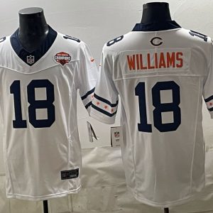 Bears #18 Caleb Williams White Throwback Patch Football Jersey Men’s Stitched NFL Elite Jersey KK016 – 2026–27