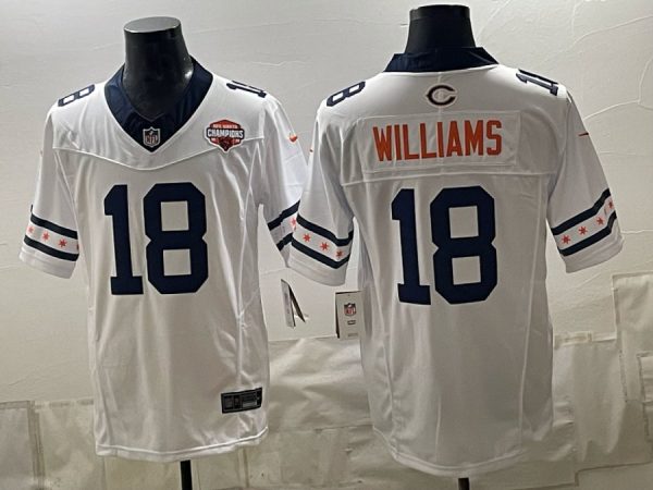Bears #18 Caleb Williams White Throwback Patch Football Jersey Men’s Stitched NFL Elite Jersey KK016 – 2026–27