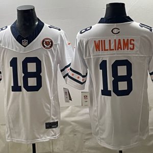 Bears #18 Caleb Williams White Throwback Patch Football Jersey Men’s Stitched NFL Elite Jersey KK017 – 2026–27