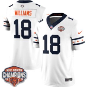 Bears #18 Caleb Williams White Throwback Patch Football Jersey Men’s Stitched NFL Elite Jersey KK018 – 2026–27
