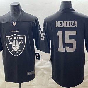 Raiders #15 Fernando Mendoza Black Shield Logo Football Jersey Men’s Stitched NFL Elite Jersey KK021 – 2026–27