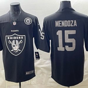 Raiders #15 Fernando Mendoza Black Shield Logo Football Jersey Men’s Stitched NFL Elite Jersey KK022 – 2026–27