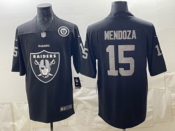 yp253275326-022 Raiders #15 Fernando Mendoza Black Shield Logo Football Jersey Men’s Stitched NFL Elite Jersey KK022 – 2026–27